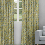 Chelsea Floral - Olive Ripple Fold Drapes
