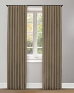 Herringbone Plains - Fossil Coffee Custom Curtains