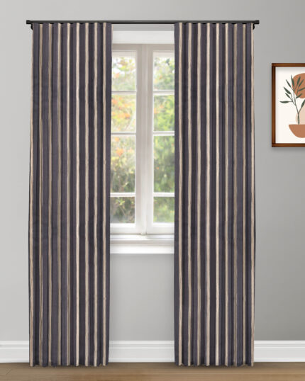 Country Stripes - Midnight Custom Curtains