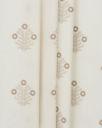 Embroidered Hailee - Cyrus Beige Ripple Fold Drapes