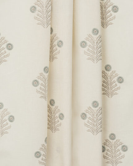 Embroidered Hailee - Mint Ripple Fold Drapes