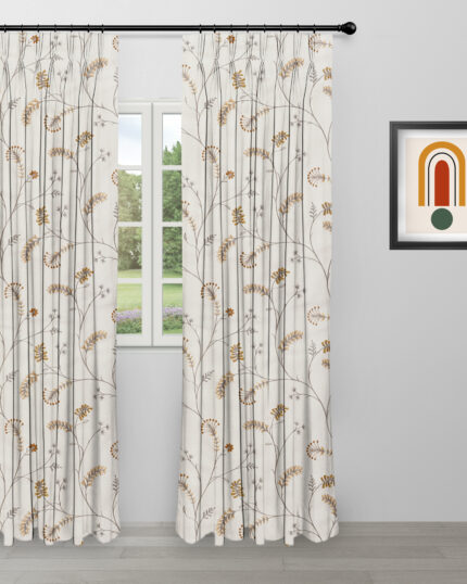 Embroidered Silvy - Copper Custom Curtains