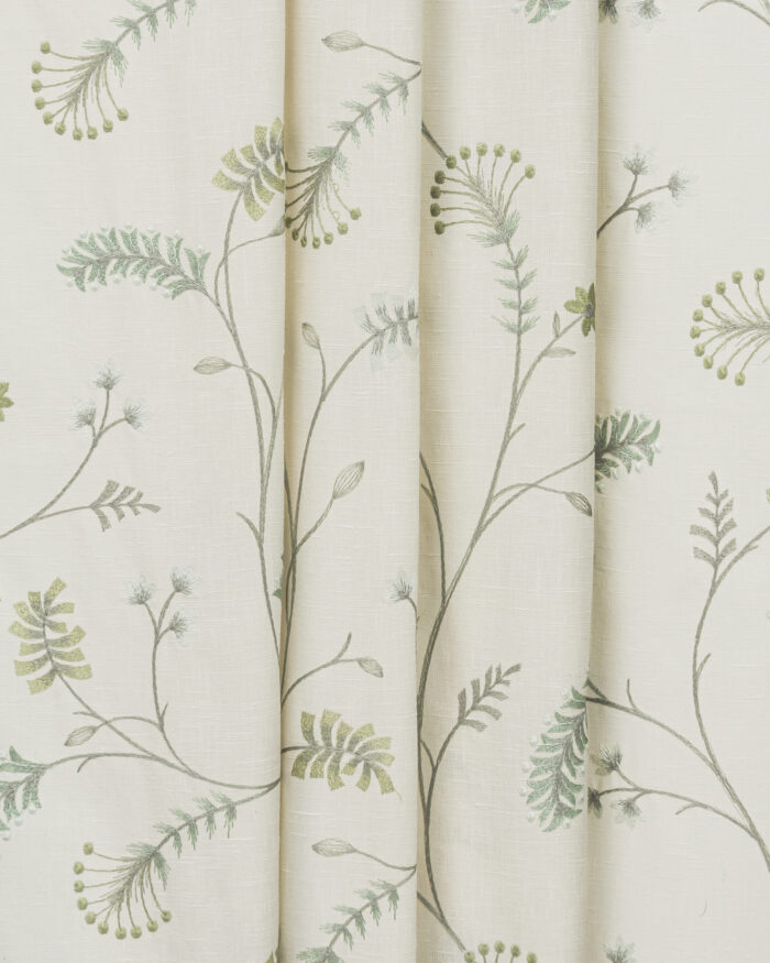 Embroidered Silvy - Sage Green Custom Curtains - Image 2