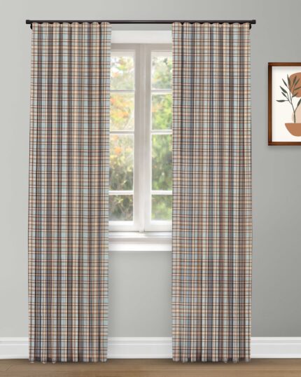 Farmhouse Plaid Check - Storm Custom Curtains