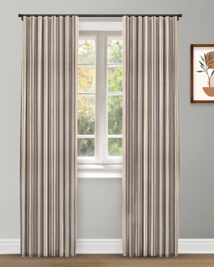 French Stripes - Gray Custom Curtains