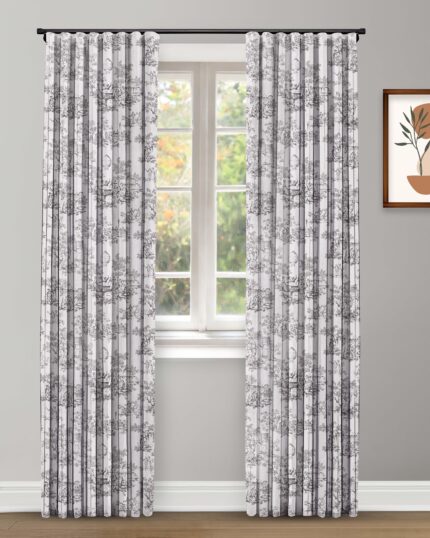 French Toile - Brown Custom Curtains
