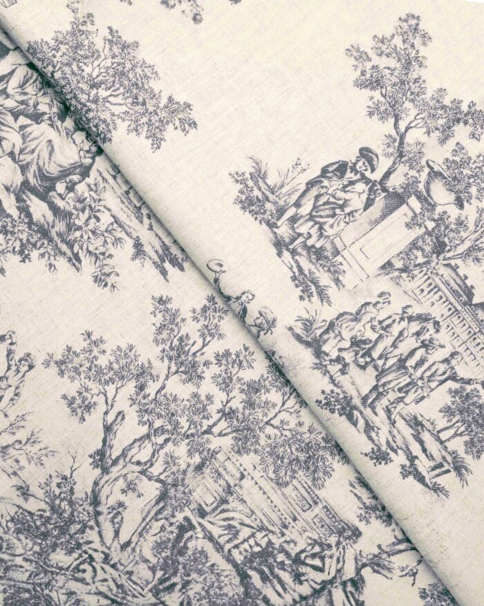 French Toile - Steel Blue Custom Curtains - Image 2