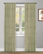 Gingham Check - Green Ripple Fold Drapes
