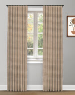 Gingham Check - Sand Ripple Fold Drapes