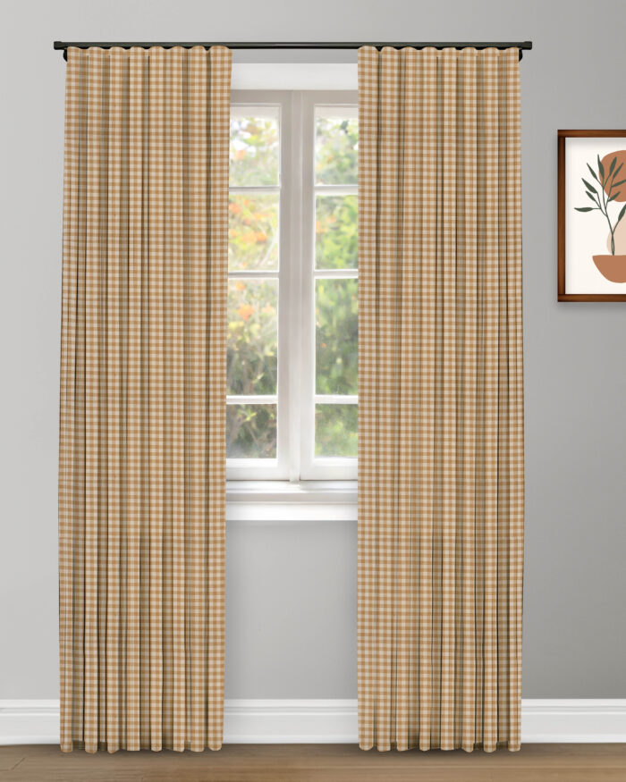 Gingham Check - Mustard Custom Curtains - Image 1