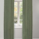 Herringbone Plains - Emerald Green Ripple Fold Drapes