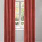 Herringbone Plains - Misty Red Ripple Fold Drapes