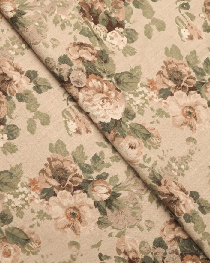 Vintage Floral Collection - Beige - Folded Vintage Floral Collection - Beige Custom Curtains - Image 2