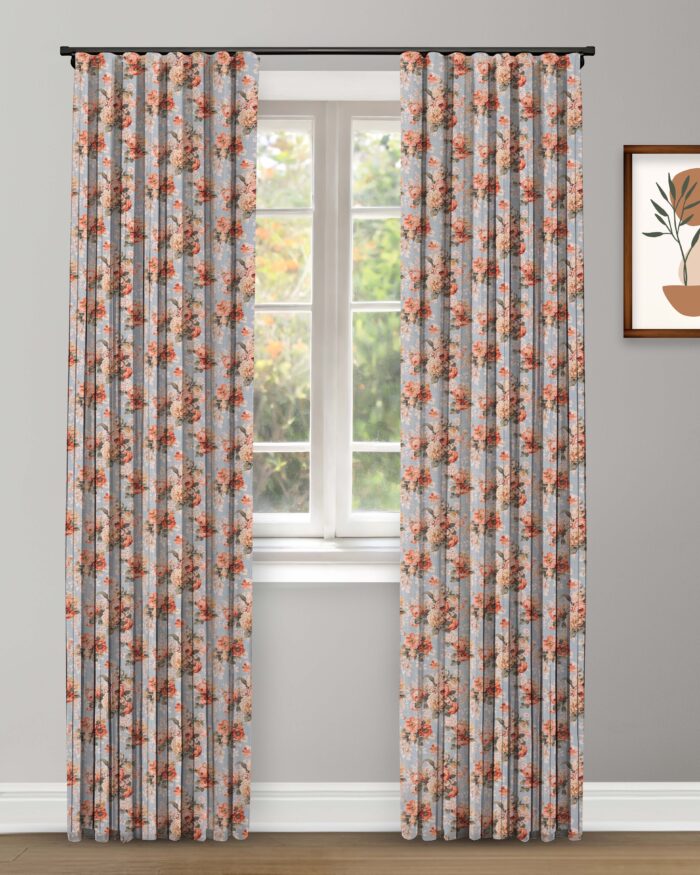Vintage Floral Collection - Tangerine Custom Curtains - Image 1