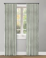 Vintage linen Stripes - Khaki Green Custom Curtains