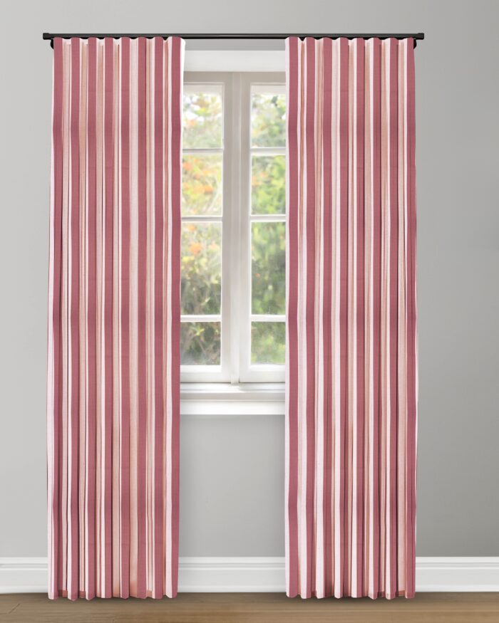 Vintage Linen Stripes - Misty Rose Ripple Fold Drapes - Image 1