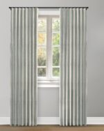Vintage Linen Stripes - Sea Foam Ripple Fold Drapes