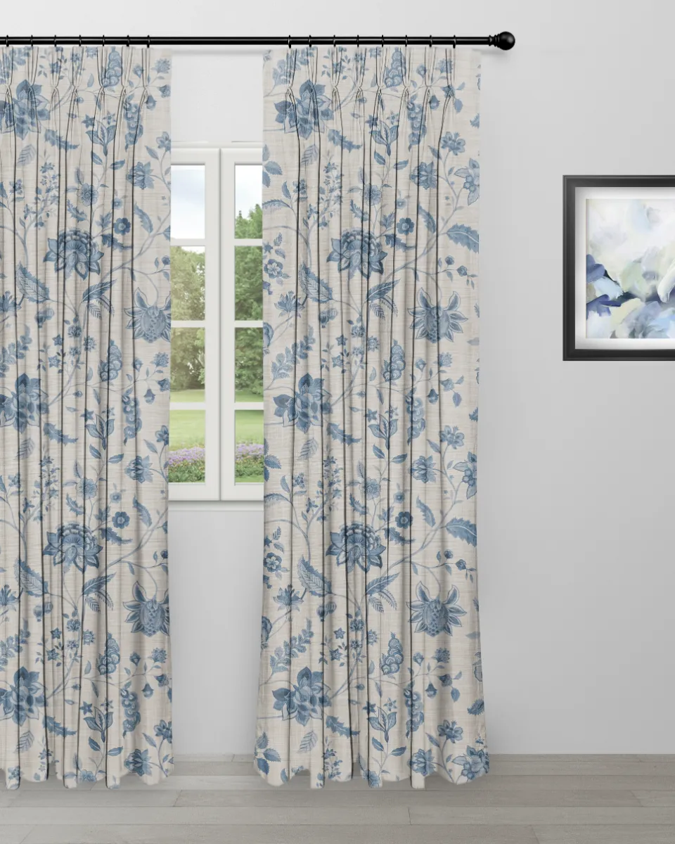 Blooming Spring - Just Blue - Curtain-webp Blooming Spring - Just Blue Custom Curtains - Image 1