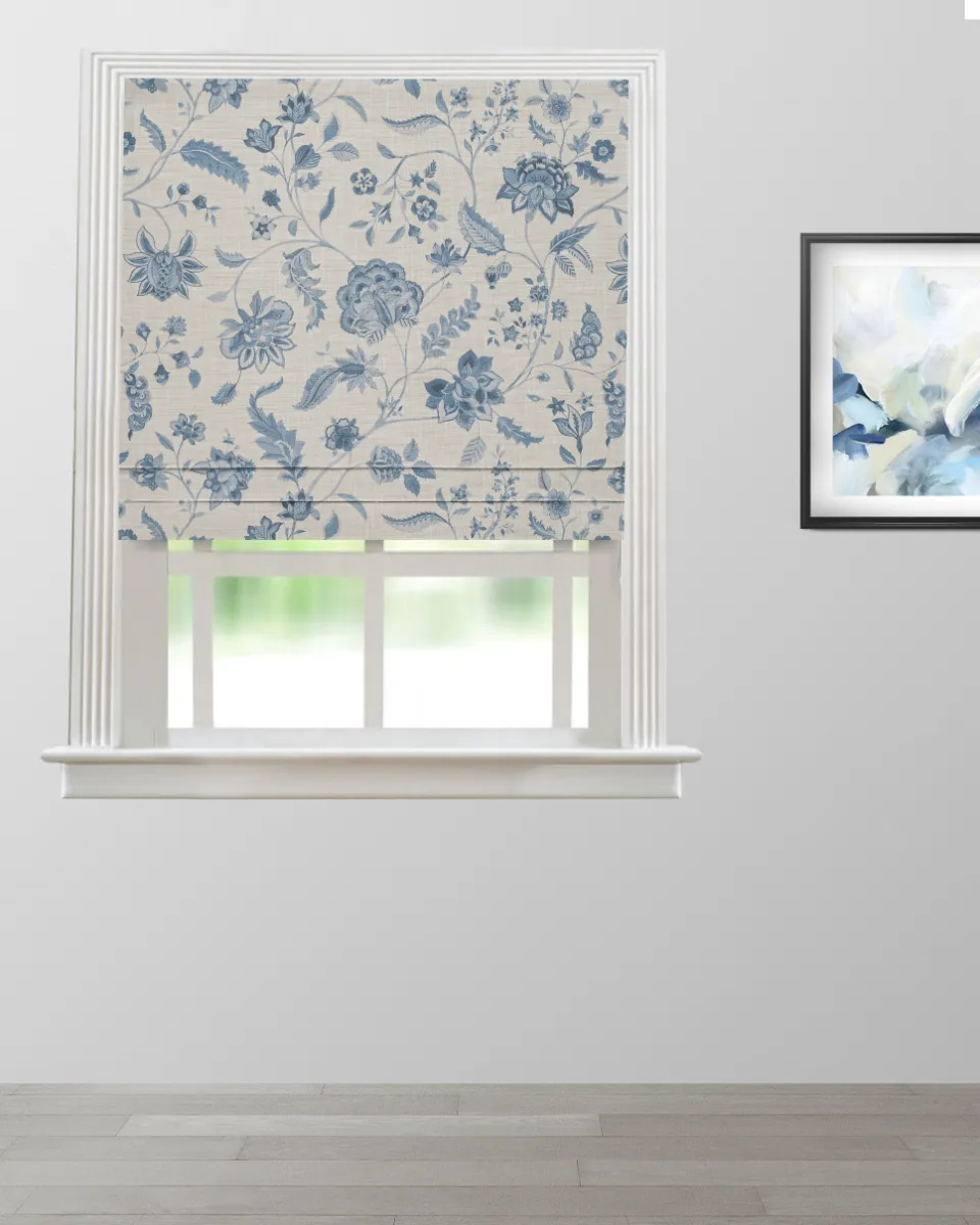 Blooming Spring - Just Blue - Roman Shade-webp Blooming Spring - Just Blue Roman Shades - Image 1