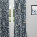 Blooming Spring - Navy Blue Custom Curtains