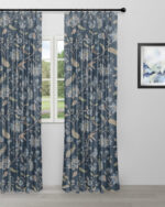Blooming Spring - Navy Blue Custom Curtains