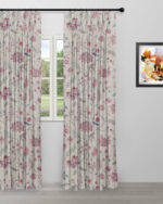 Blooming Spring - Pink Linen Ripple Fold Drapes - Image 2