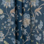Blooming Spring - Navy Blue Ripple Fold Drapes