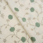 Embroidered Pecan - Grass Fabric Swatch