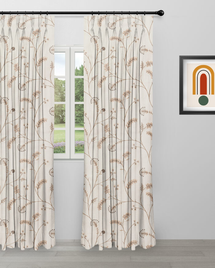 Embroidered Silvy - Walnut Custom Curtains - Image 1