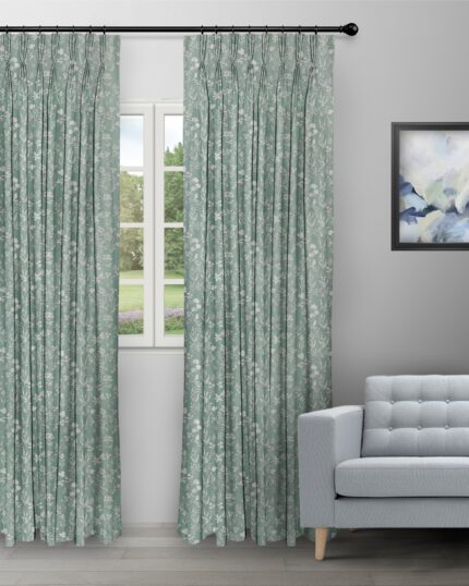 Floral Athena - Mallard Custom Curtains