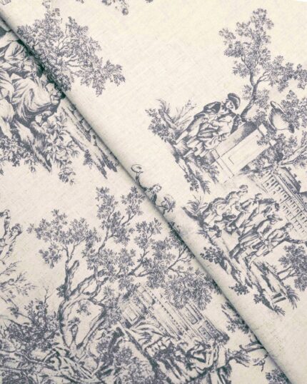 French Toile - Steel Blue Fabric Swatch
