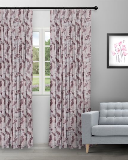 Safari Birds - Plum Custom Curtains