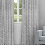 Floral Athena - Silver Color Ripple Fold Drapes