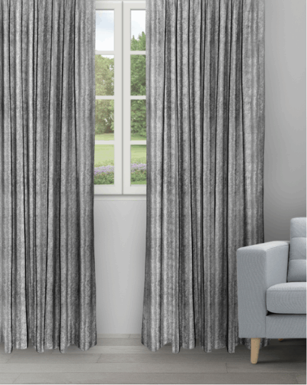 Textured Ambro - Ash Gray Ripple Fold Drapes