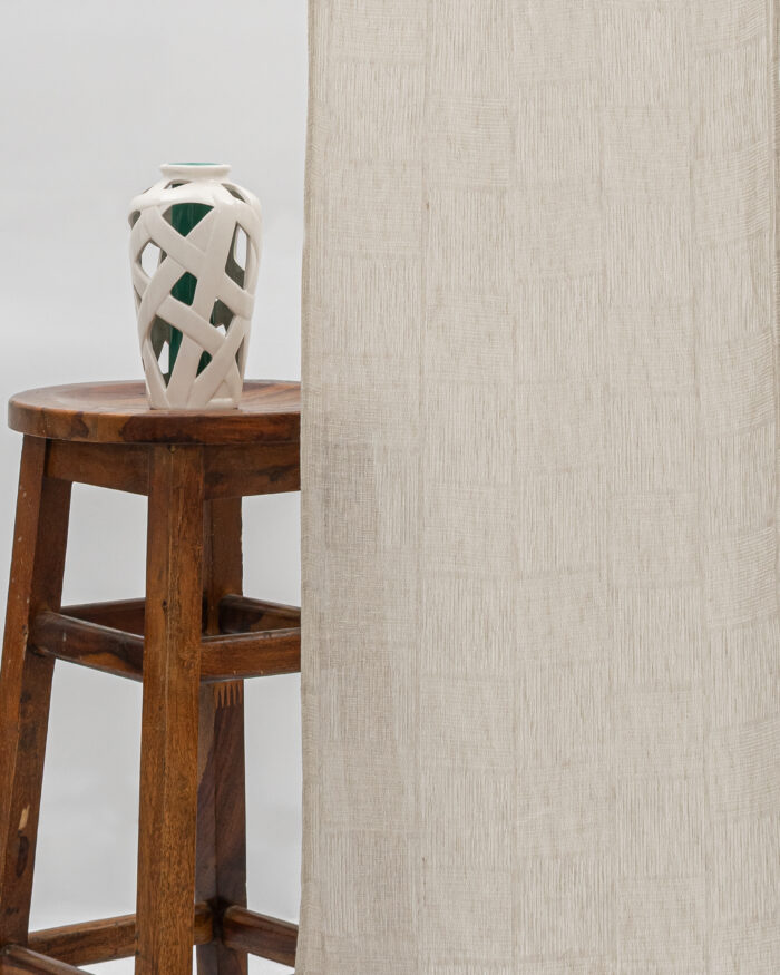 Buffalo Striped Semi Sheer Curtains - Beige - Image 1