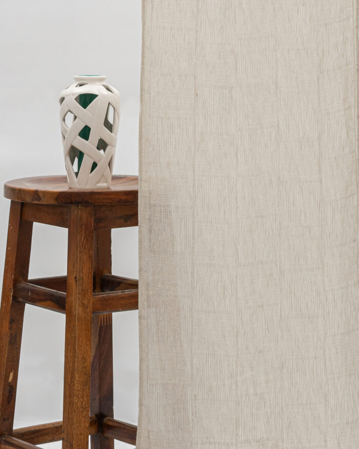 Buffalo Striped Sheer - Beige - Curtain Buffalo Striped Semi Sheer Curtains - Beige - Image 1