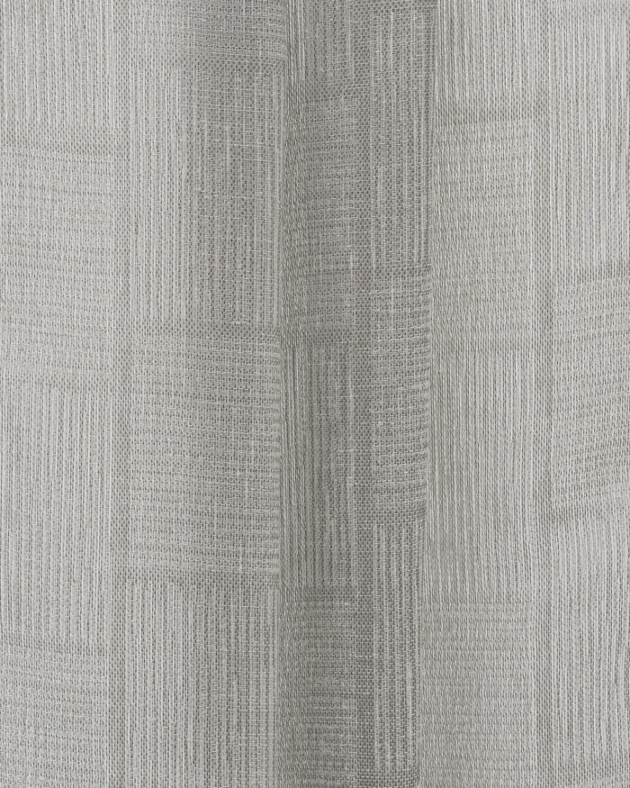Buffalo Striped Sheer - Gray - Folded Buffalo Striped Sheer Fabric Swatch- Gray - Image 1