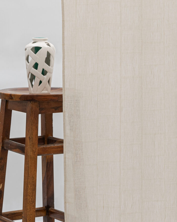 Buffalo Striped Sheer - Oatmeal - Curtain Buffalo Striped Sheer Ripple Fold Curtains- Oatmeal - Image 1