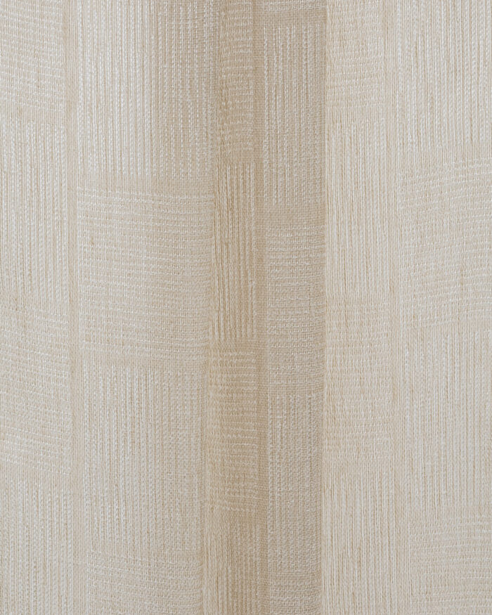 Buffalo Striped Sheer - Oatmeal - Folded Buffalo Striped Sheer Ripple Fold Curtains- Oatmeal - Image 2