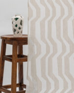 Cosmo Striped Semi Sheer Ripple Fold Curtains- Beige