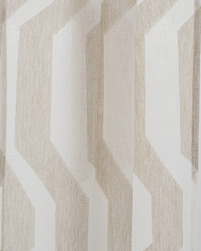 Cosmo Striped Semi Sheer Curtains - Beige - Image 2
