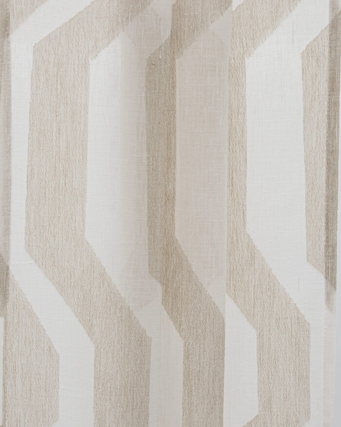 Cosmo Striped Semi Sheer - Beige - Folded Cosmo Striped Semi Sheer Ripple Fold Curtains- Beige - Image 2