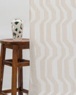 Cosmo Striped Semi Sheer Ripple Fold Curtains - Natural