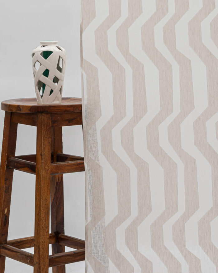 Cosmo Striped Semi Sheer -Sand - Curtain Cosmo Striped Semi Sheer Ripple Fold Curtains - Sand - Image 1