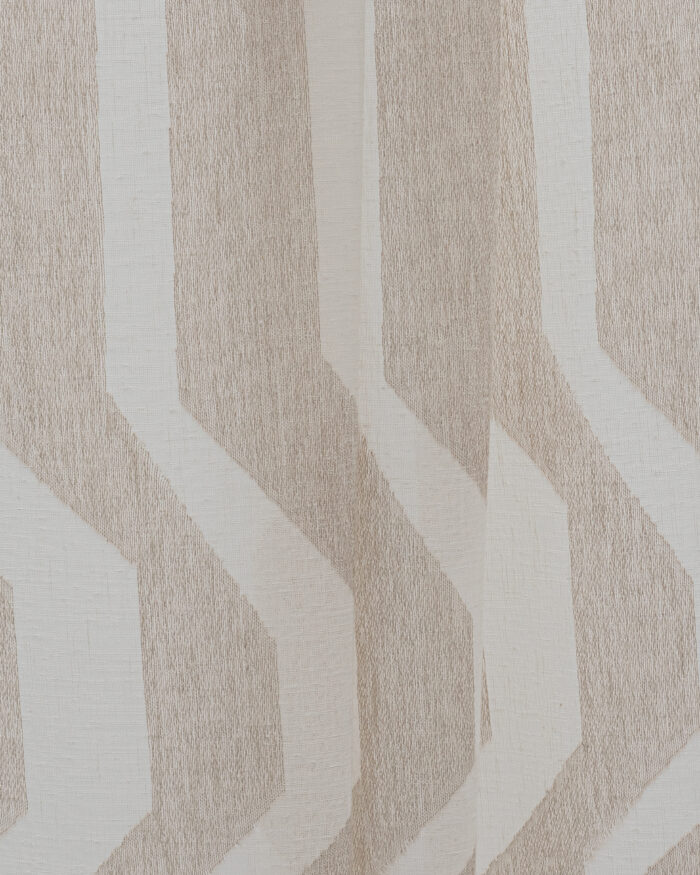 Cosmo Striped Semi Sheer Fabric Swatch - Sand - Image 1