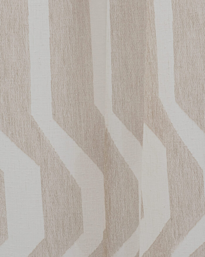 Cosmo Striped Semi Sheer -Sand - Folded Cosmo Striped Semi Sheer Ripple Fold Curtains - Sand - Image 2