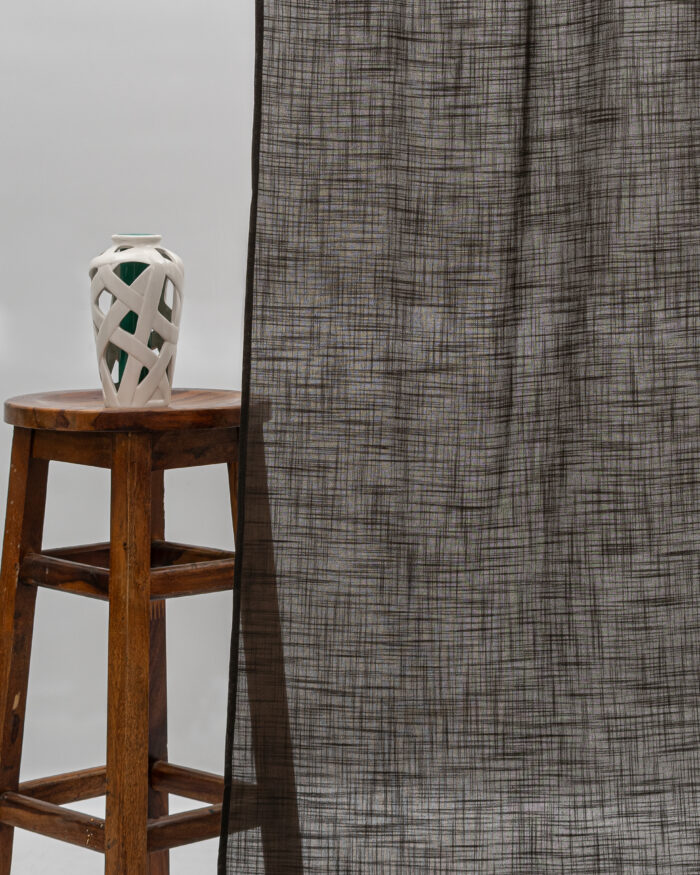 Lush Linen Sheer Ripple Fold Curtains - Coffee - Image 1