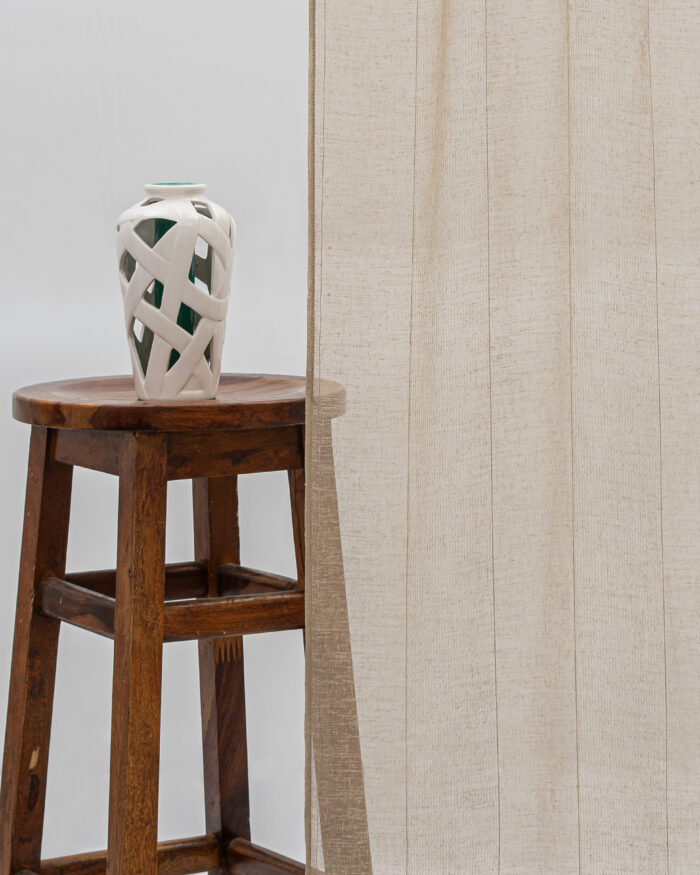 Mercer Striped Sheer Curtains- Sand - Image 1