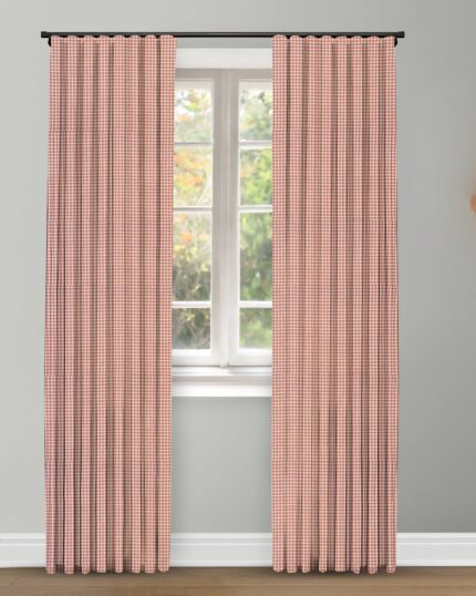 Classic Houndstooth - Rose Ripple Fold Drapes