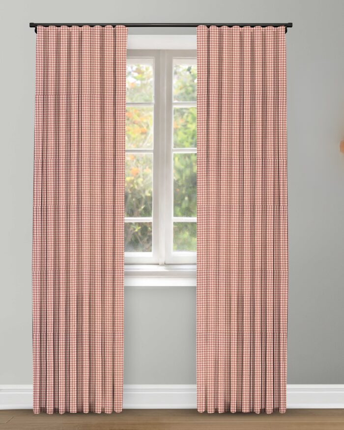 Classic Houndstooth - Rose Ripple Fold Drapes - Image 1